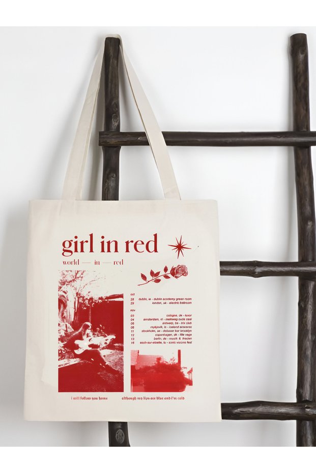 Girl in Red Tote Bag Design, Thick Canvas Tote Bag, Shoulder Bag, Pinterest Bag, Tote Bag