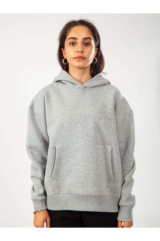 Basic Women's Relaxed Fit Hoodie - Gray