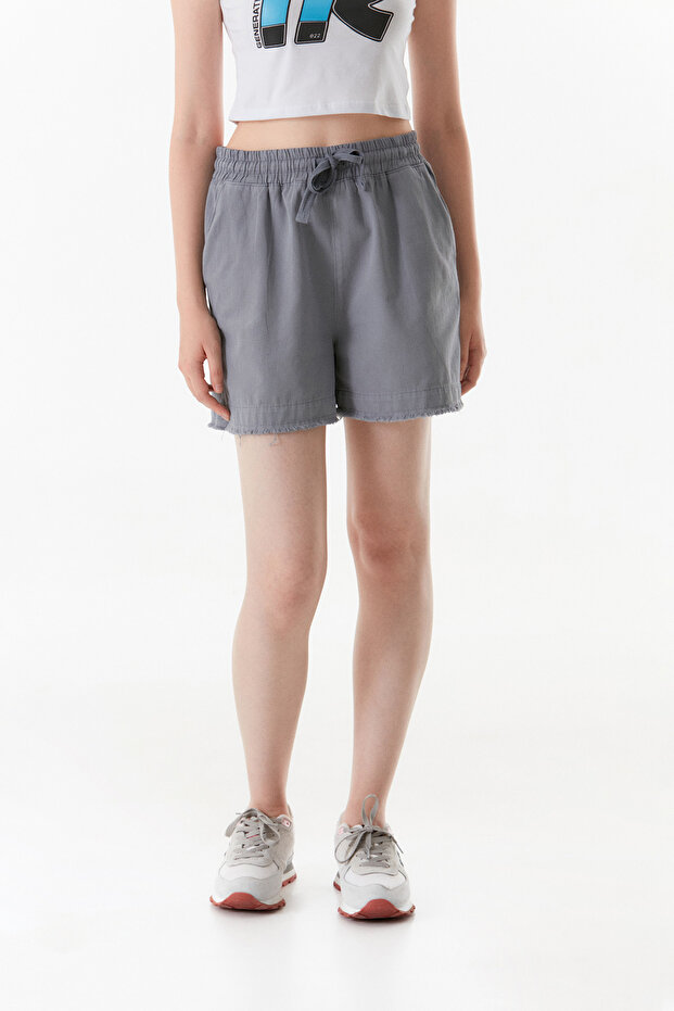 Basic Beli Bağlamalı Püsküllü Şort - 2