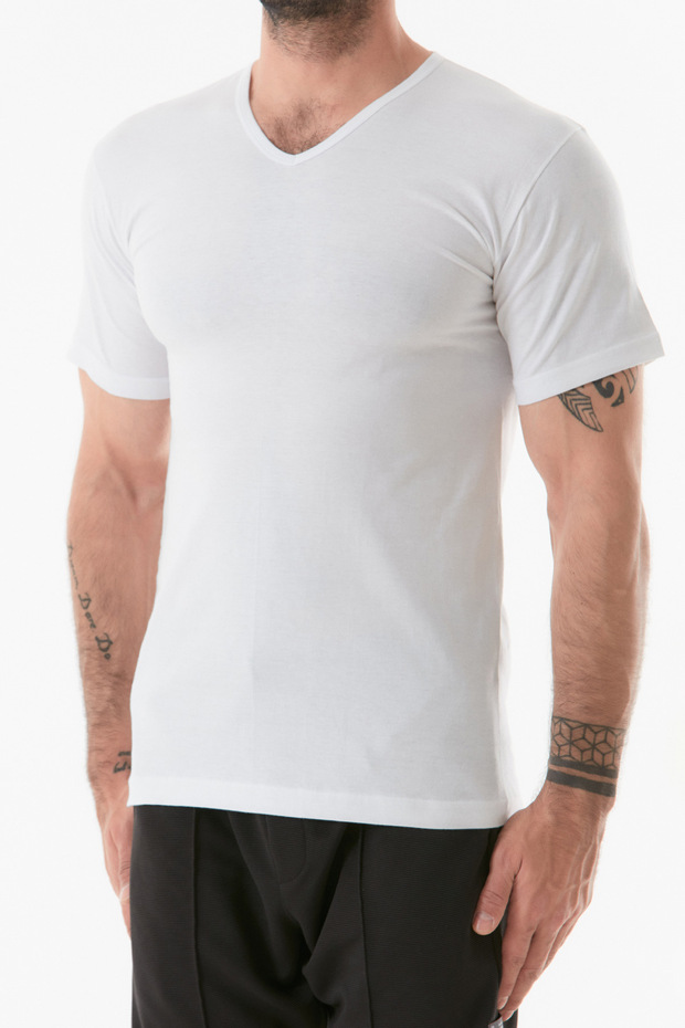 Basic 2 Li V Yaka Tişört - 6