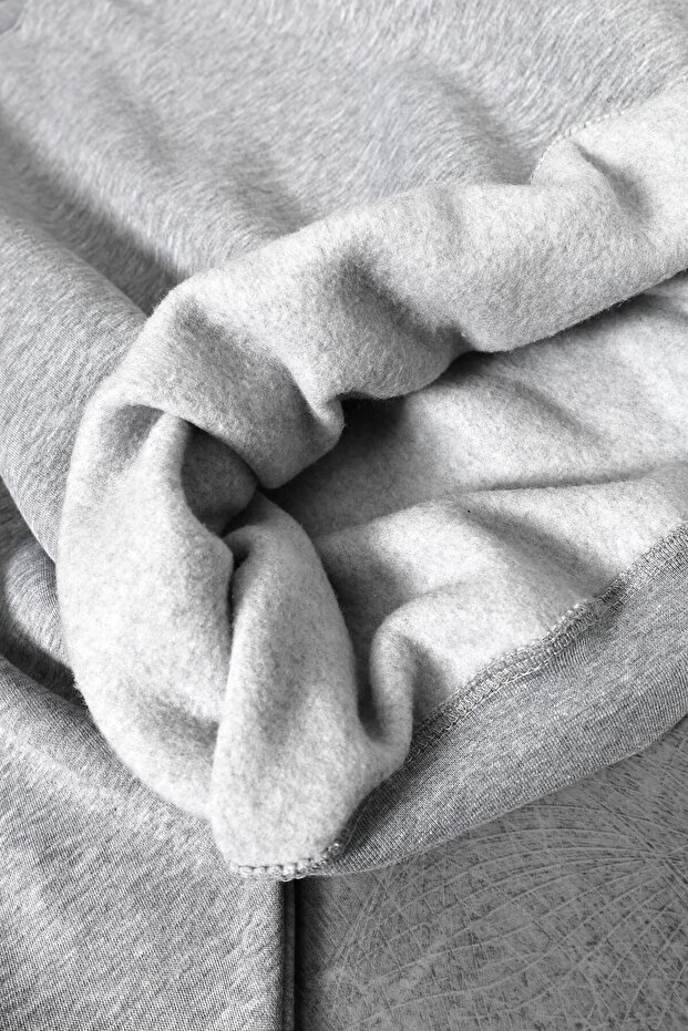 Erkek Gri Basic Bisiklet Yaka Oversize Sweatshirt - 3