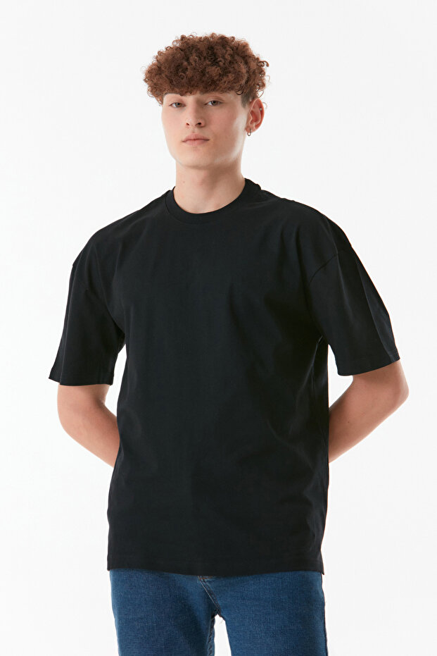 Basic Bisiklet Yaka Tişört - 1