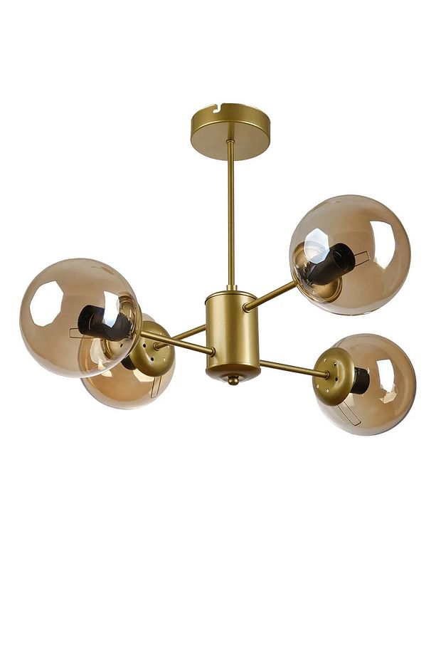 Seul Modern Tasarım Salon Yemek Odası Mutfak Eskitme Renk Bal Camlı Sarkıt 4 Lü Avize - 1