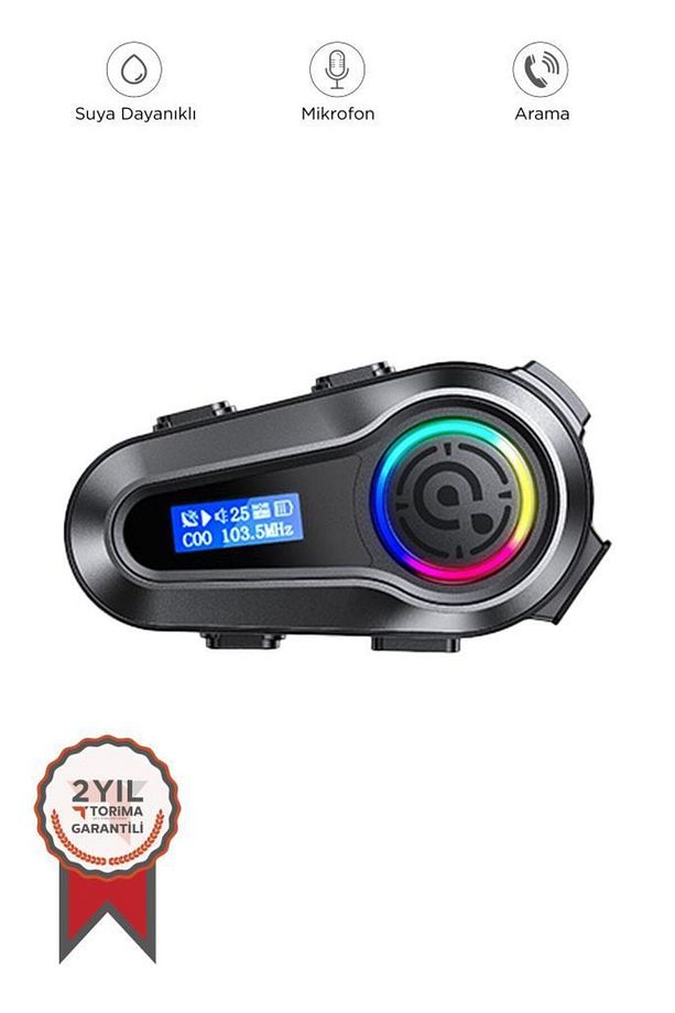 Q10 Siyah LCD Ekranlı Bluetooth Motosiklet Kulaklığı Intercom - 1