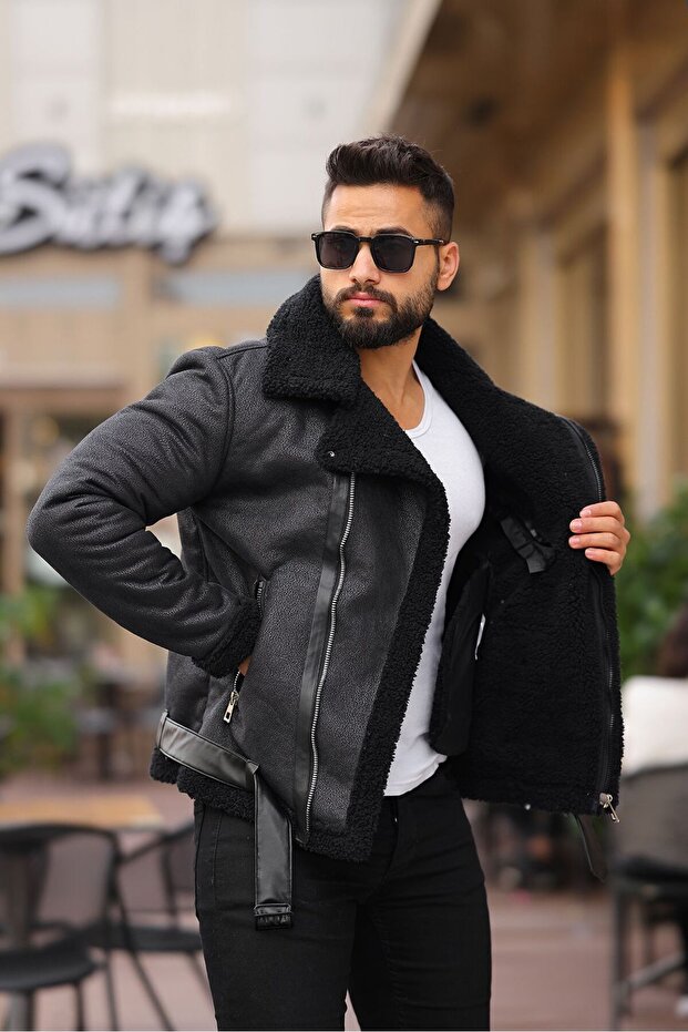 Laminated Leather Double Breasted Coat - 1