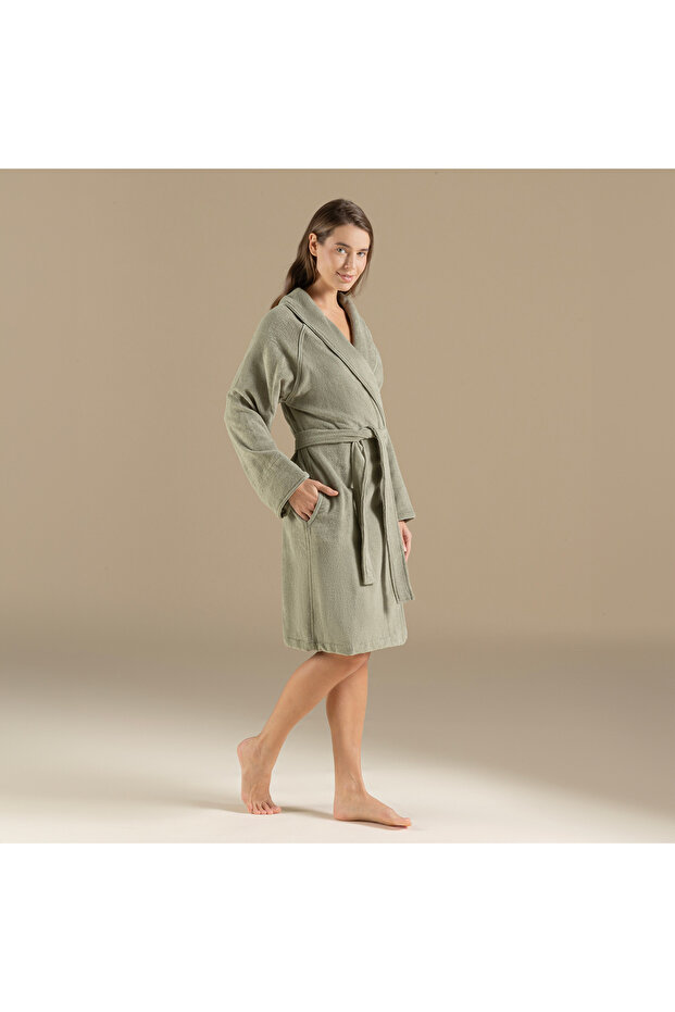 Solid Unisex Bornoz Açık Yeşil - 4