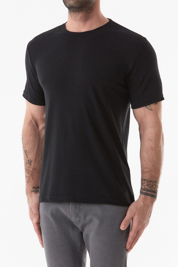 Basic Bisiklet Yaka Tişört - 7