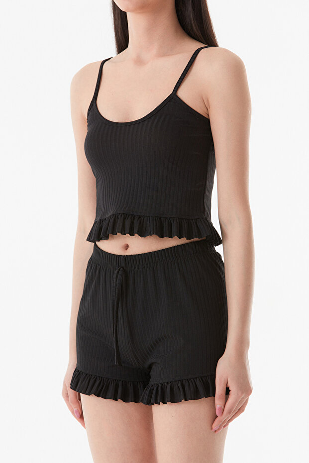 Basic Askılı Fırfırlı Şortlu Takım - 7