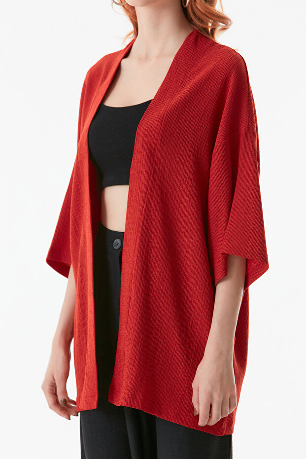 Basic Wrap Fabric Shawl Collar Kimono - 7
