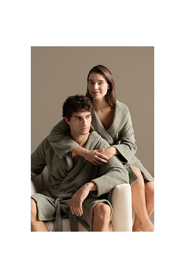 Solid Unisex Bornoz Açık Yeşil - 2