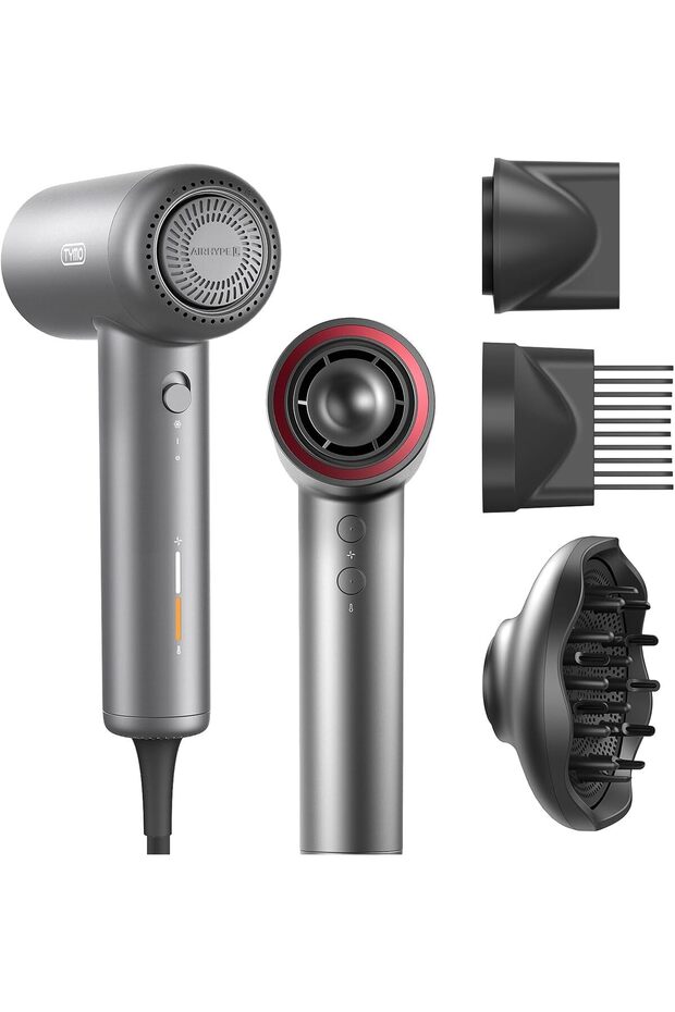 Hair Dryer with Adjustable Diffuser, 3 Speeds & 4 Temps, Fast Drying, Low Noise, Gray