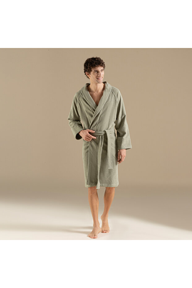 Solid Unisex Bornoz Açık Yeşil - 5