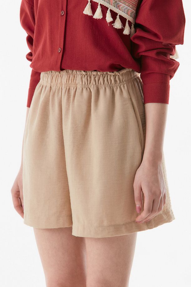 Basic Beli Lastikli Cepli Şort - 7