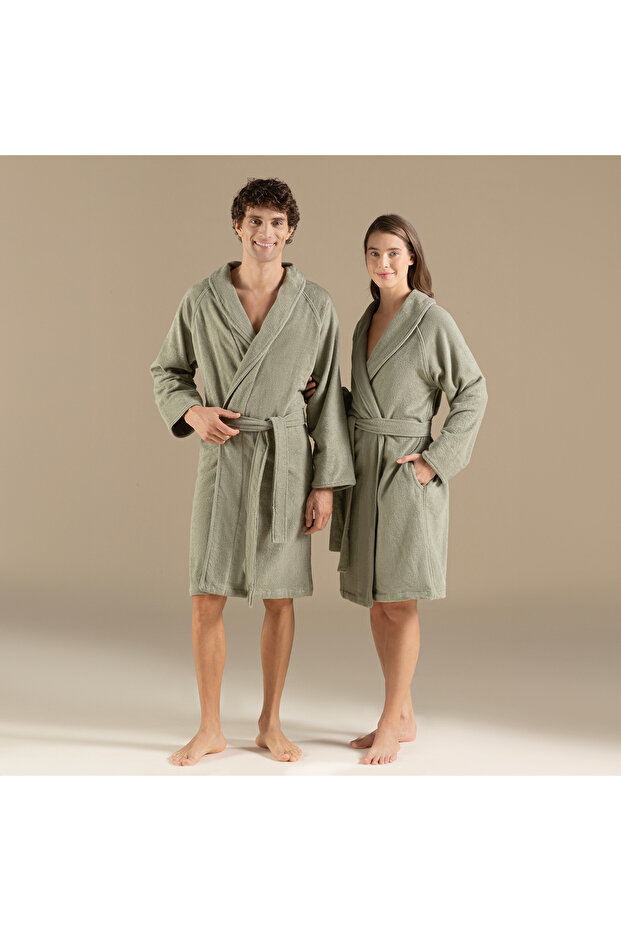 Solid Unisex Bornoz Açık Yeşil - 1