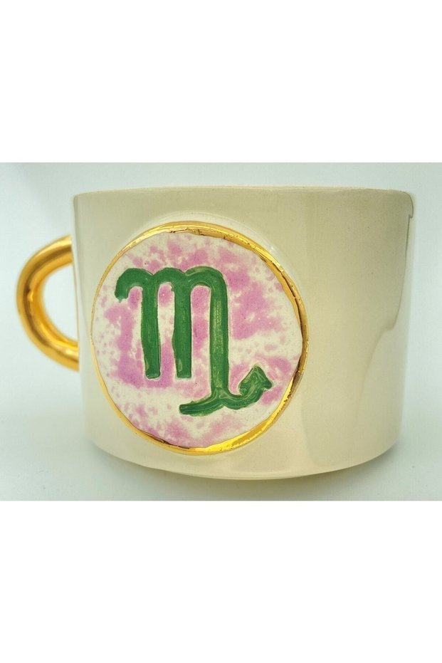 24 Carat Gold Embroidered Scorpio Embossed 100% Handmade Gift Mug