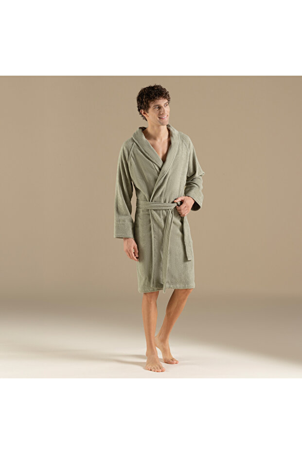 Solid Unisex Bornoz Açık Yeşil - 6