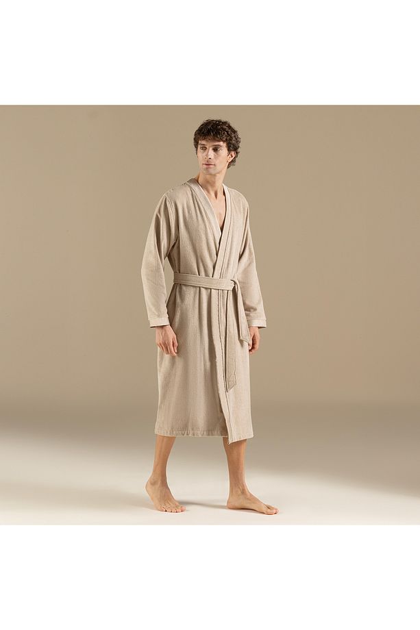 Floss Unisex Bornoz Koyu Bej - 6