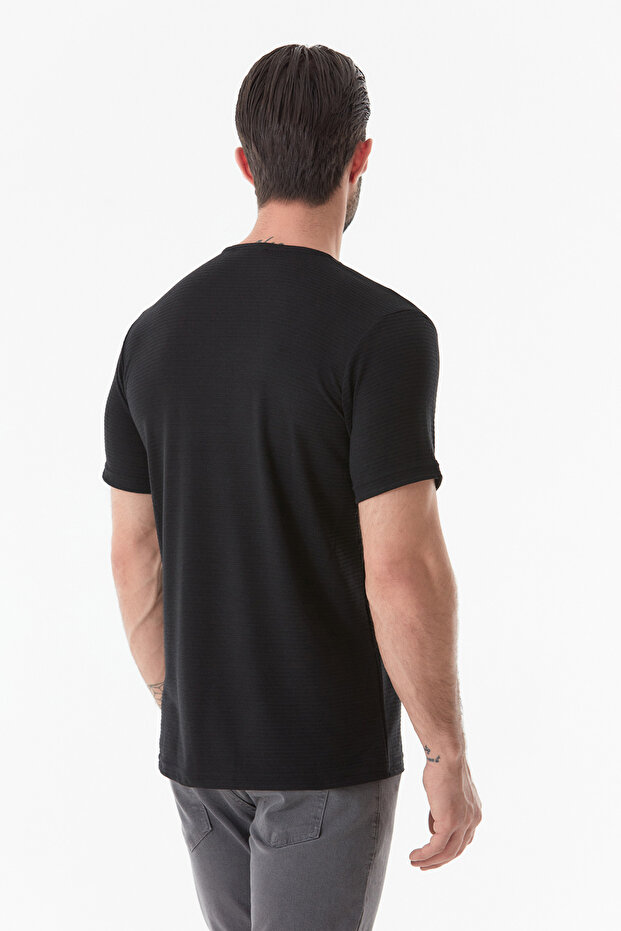 Basic Bisiklet Yaka Tişört - 5