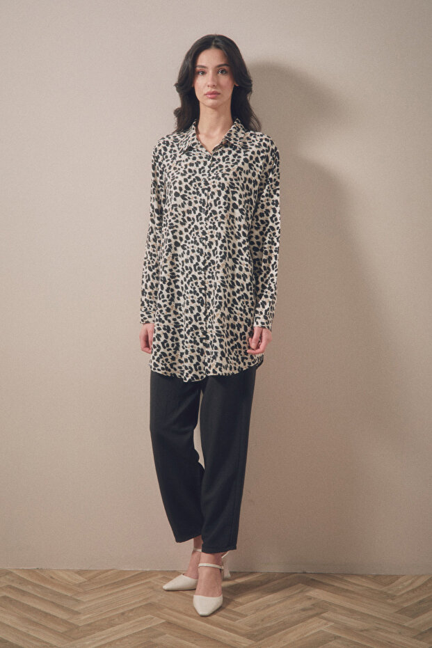 طقم بالازو بطبعة جلد الفهد مقاس كبير - Fullamodest - 3