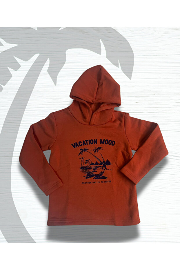Hooded Print Detailed Children's Sweatshirt