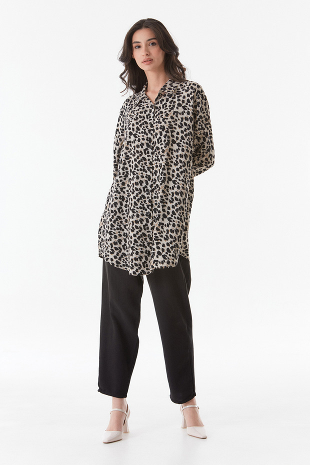 طقم بالازو بطبعة جلد الفهد مقاس كبير - Fullamodest - 4