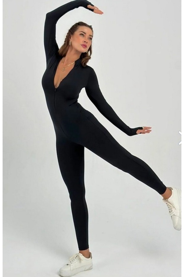 Siyah Vücuda Oturan Performans Tulumu - 3