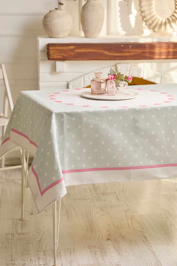 Ays Home Soft Gri Gül Desenli Mutfak Kare Masa Örtüsü - 3