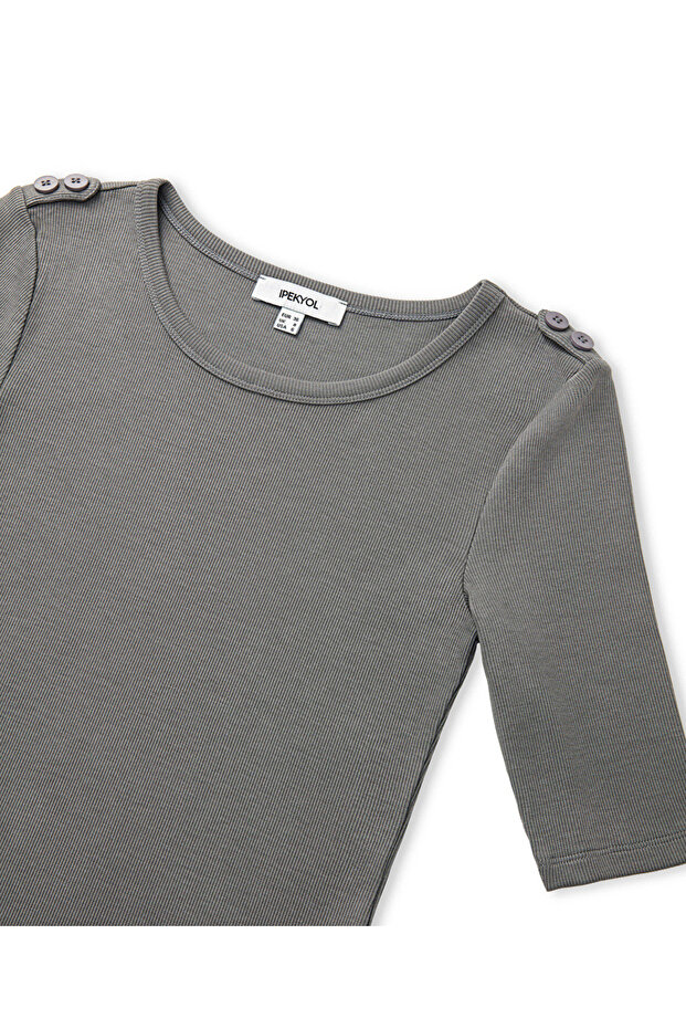 Düğmeli basic tişört - 4