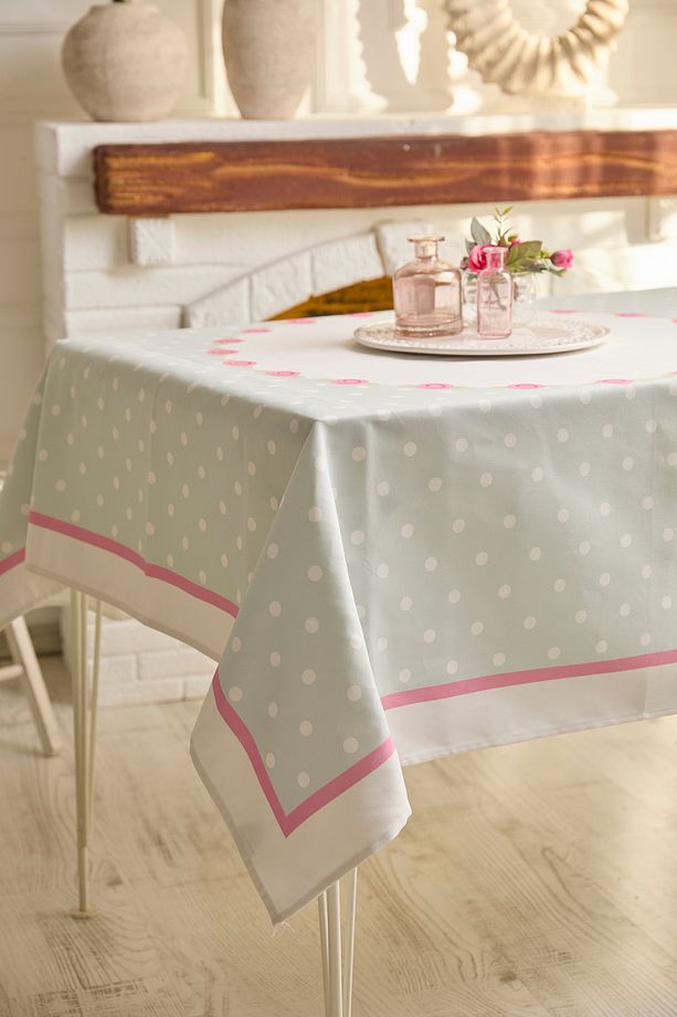 Ays Home Soft Gri Gül Desenli Mutfak Kare Masa Örtüsü - 1