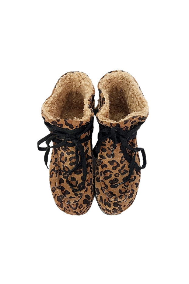 Leopar Süet Platform Kürklü Bot - 3