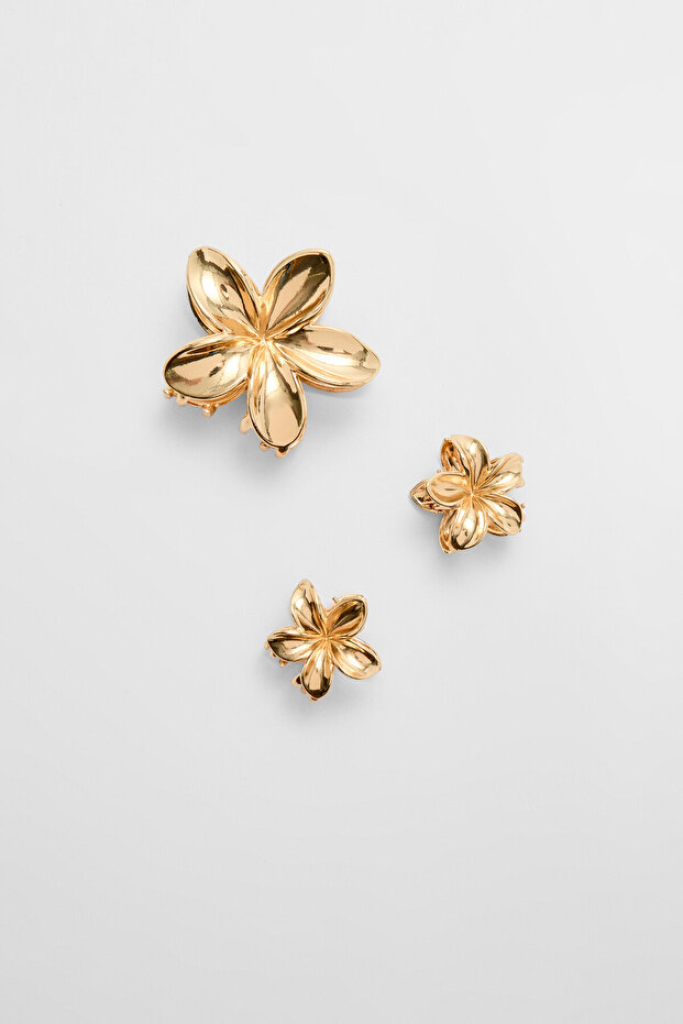 3’lü çiçekli saç tokası seti - 1