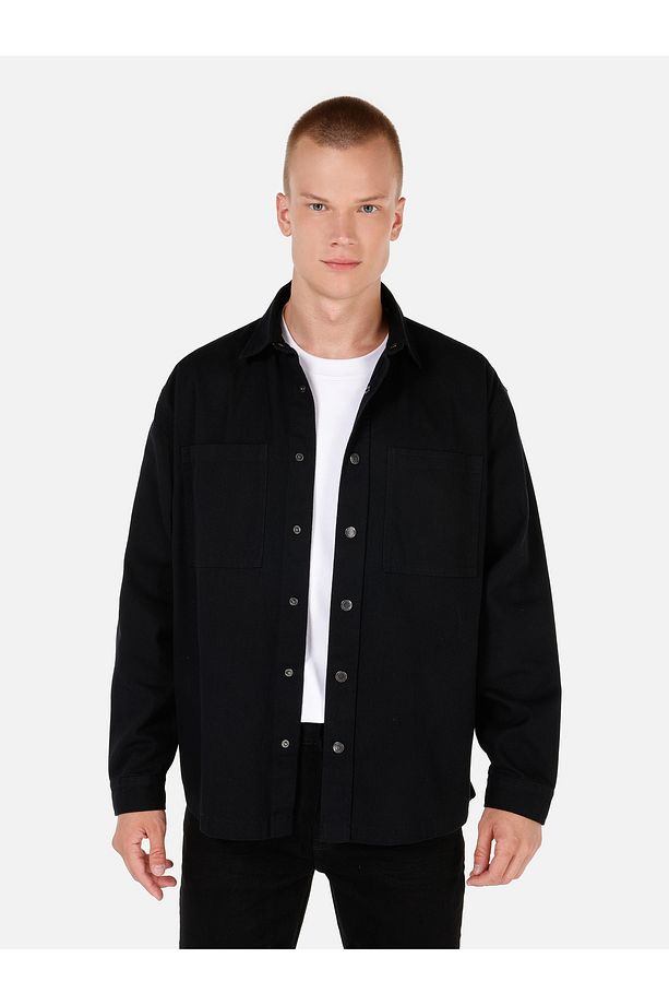 Regular Fit Siyah Erkek Uzun Kol Gömlek CL1070137 - 1