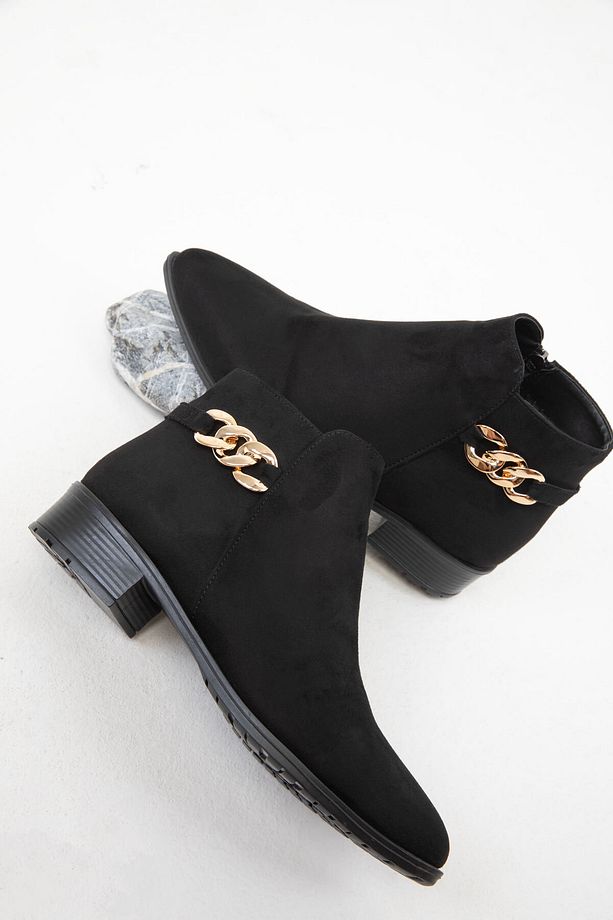 Siyah Süet Kadın Bot & Bootie 16536 - 5