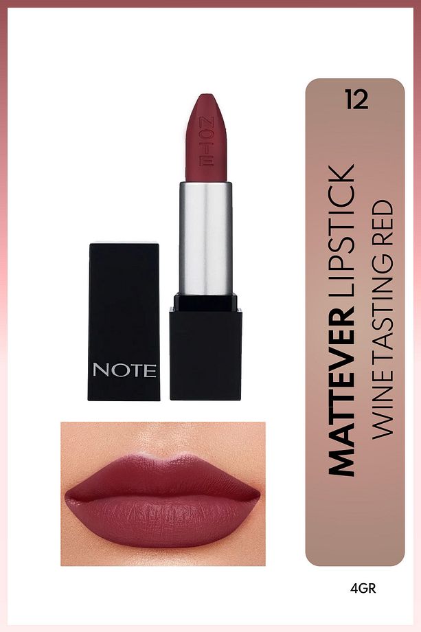 Mattever Lipstick Yarı Mat Saten Bitişli Ruj 12 Wine Tasting Red - Mor - 1