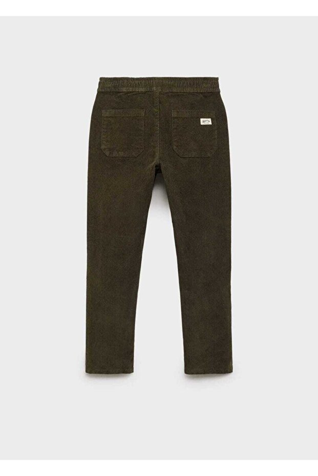 Beli elastik fitilli kadife pantolon - 2