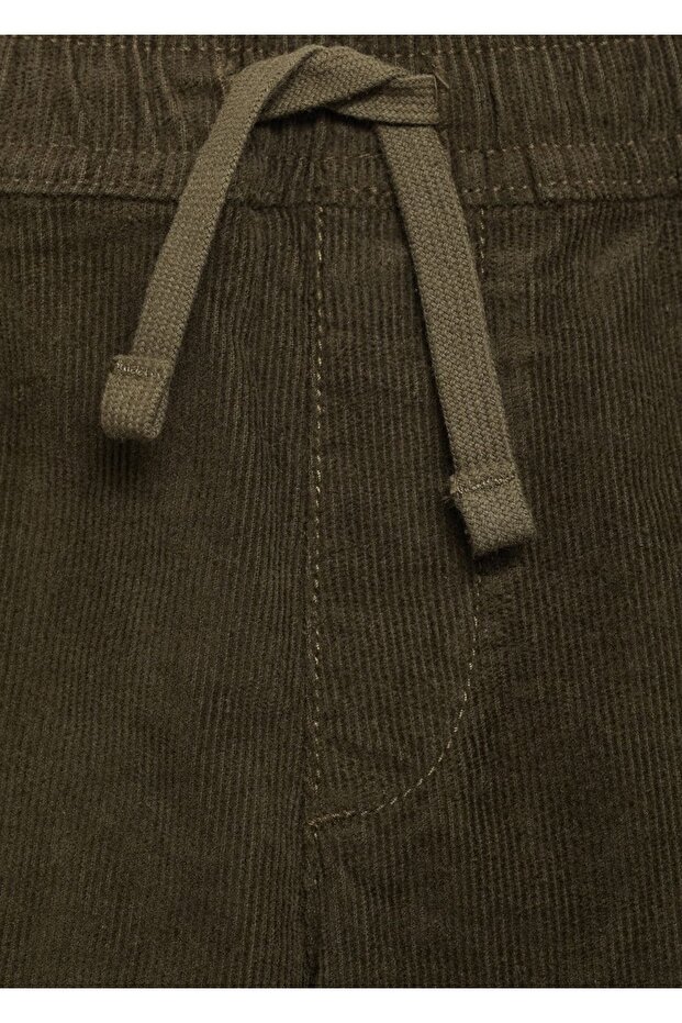 Beli elastik fitilli kadife pantolon - 3