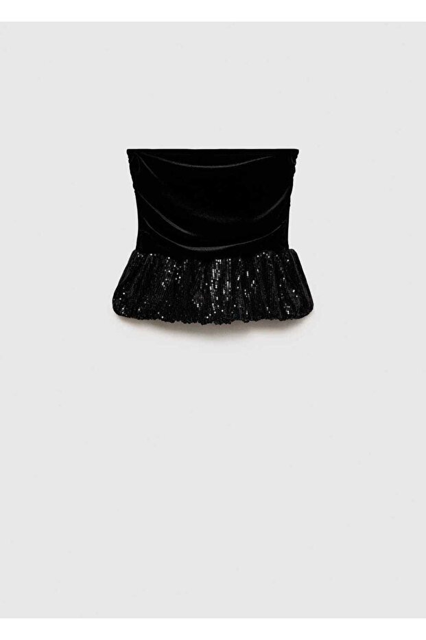 Payet Detaylı Kadife Bluz - 3