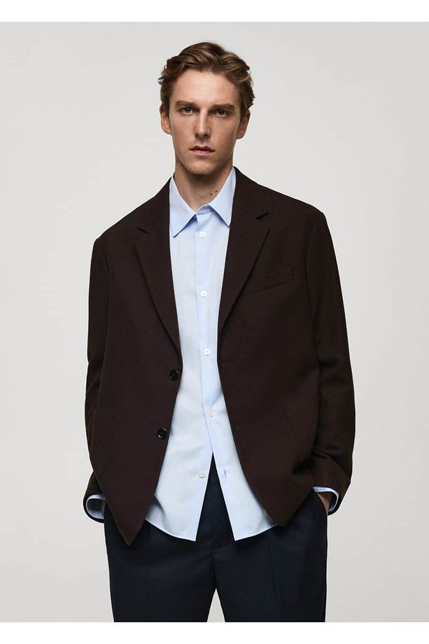 Regular kesim geri dönüştürülmüş yün blazer ceket - 1