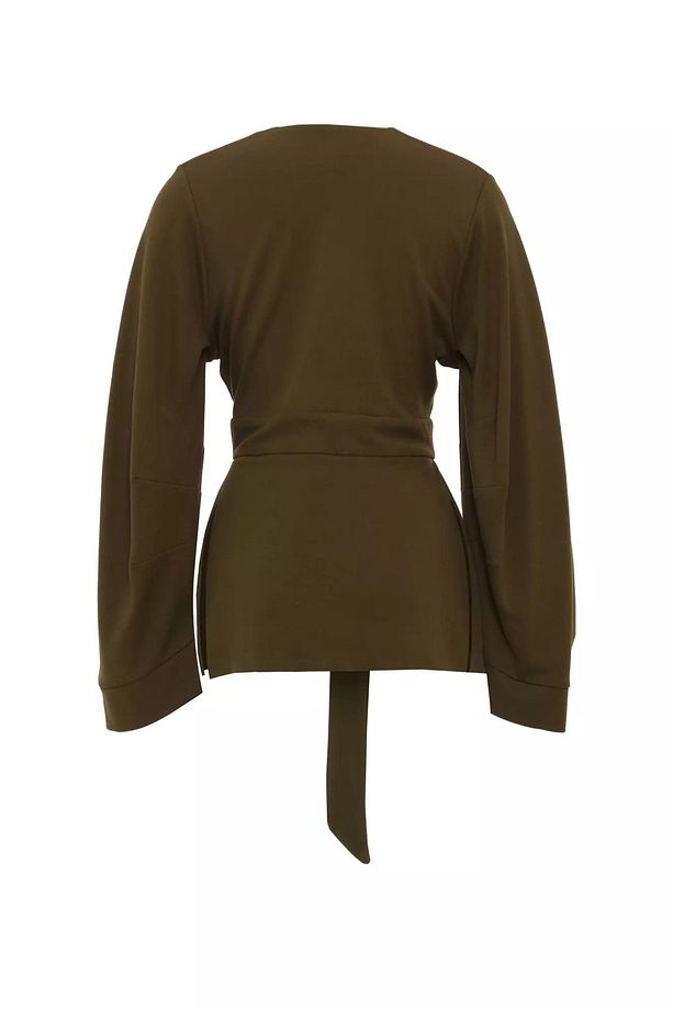 Haki örme uzun kol jacket - 2