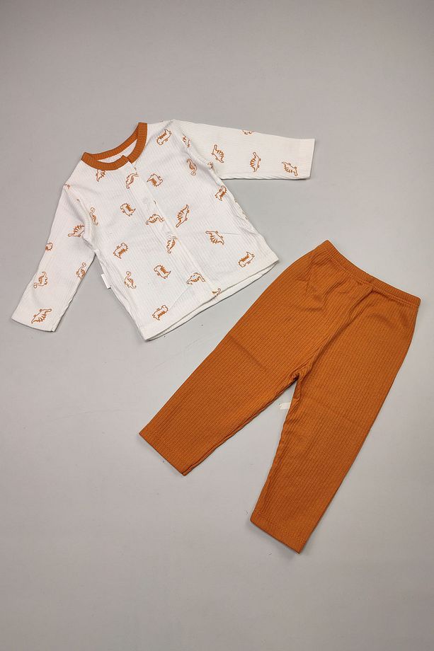 Bebek 5 Ekle 4 Öde Yenidogan Yumusak Pamuklu Dinozor Pijama Takimi Alt Üst Eşofman Hediyelik 15185 - 1