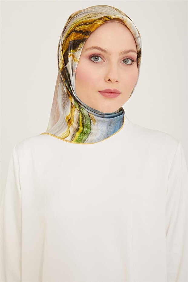 Abstract Patterned Twill Silk Scarf 24Ya9102 52 36