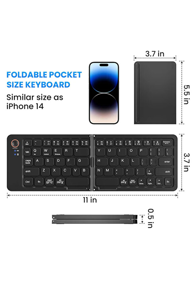 Adonis Kablosuz Bluetooth Şarjlı Katlanabilir Mini Klavye B023 - 5