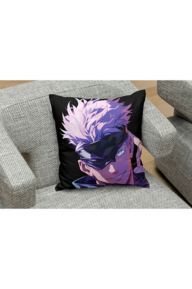 Jujutsu Kaisen Square Pillow Case with Gojo Pattern - 1
