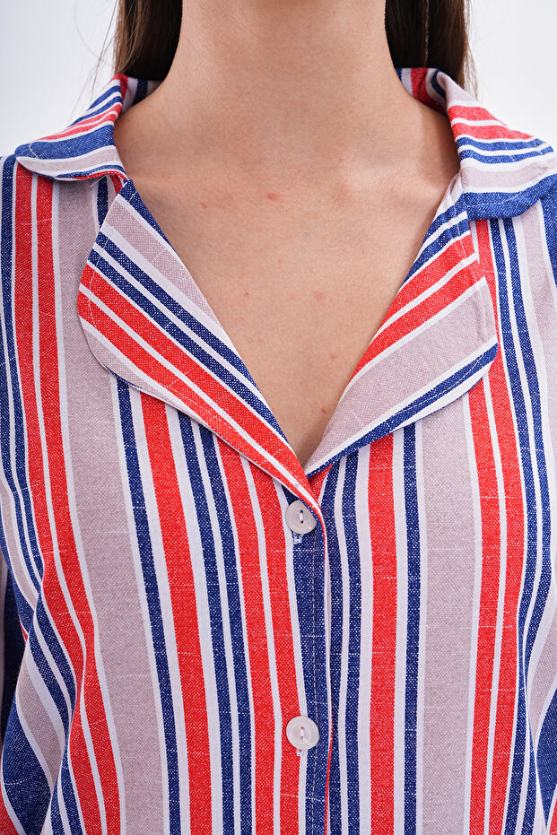 طقم بيجامة قطنية بأزرار - 6