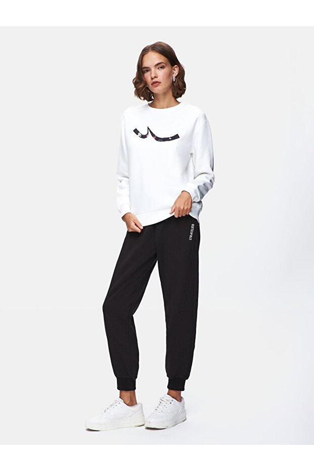 Sıgn Baskılı Bej Sweatshırt - 1