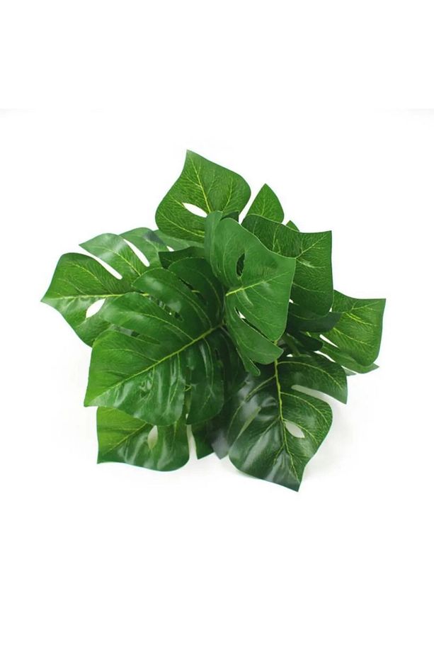 Yapay Çiçek Demet Monstera 35cm 5 Dal 10 Yaprak Yapay Bitki Dekoratif Vazo Çiceği - 3