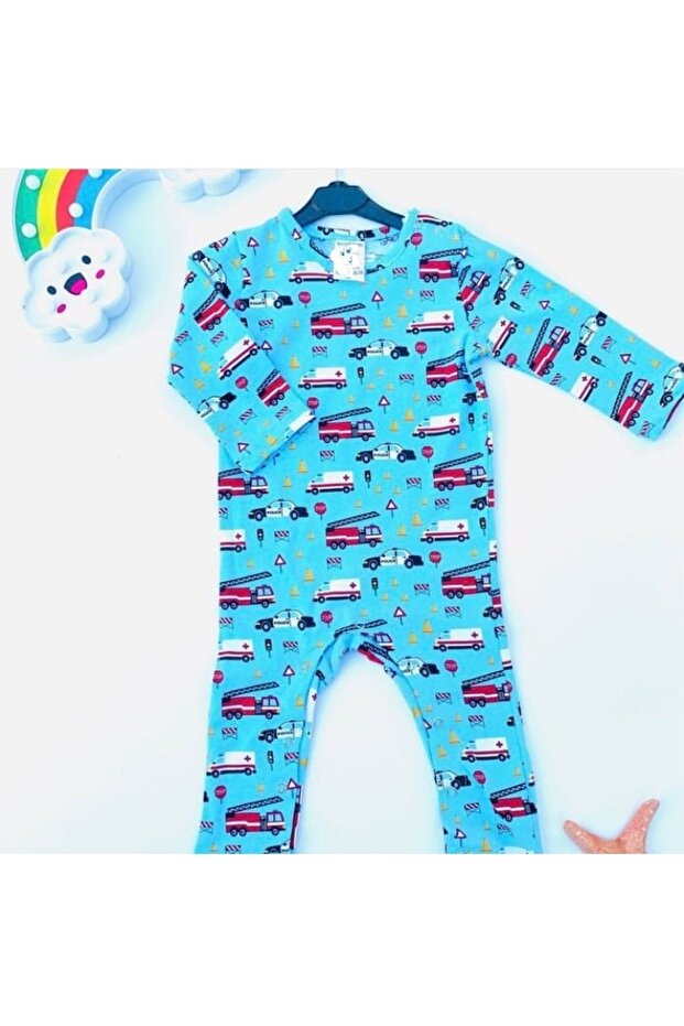 Baby Boy 100% Cotton Combed Car Patterned Jumpsuit