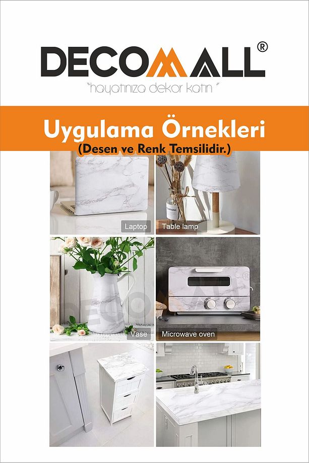 Code 59 Suya Dayanıklı Mutfak Banyo Zemin Mermer Mobilya Fayans Yapışkanlı Folyo Kaplama - 8