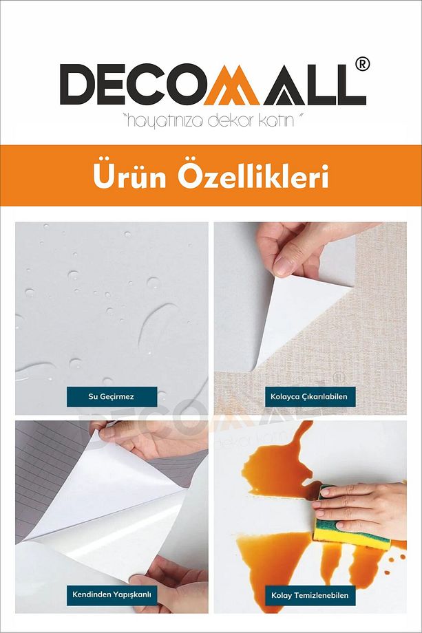 Code 59 Suya Dayanıklı Mutfak Banyo Zemin Mermer Mobilya Fayans Yapışkanlı Folyo Kaplama - 5