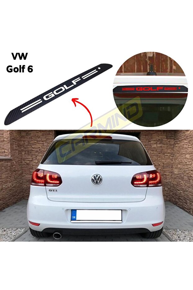 ملصق مصباح إيقاف الفرامل الخلفي من الكربون لسيارة Vw Golf 6